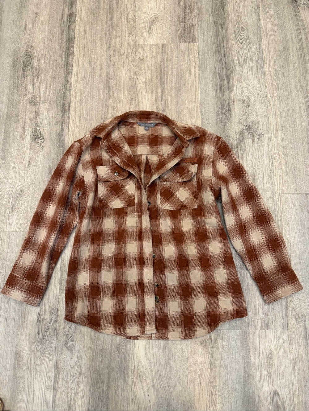 Simply Southern Women’s Brown Plaid Shacket Small Flannel Shirt Jacket